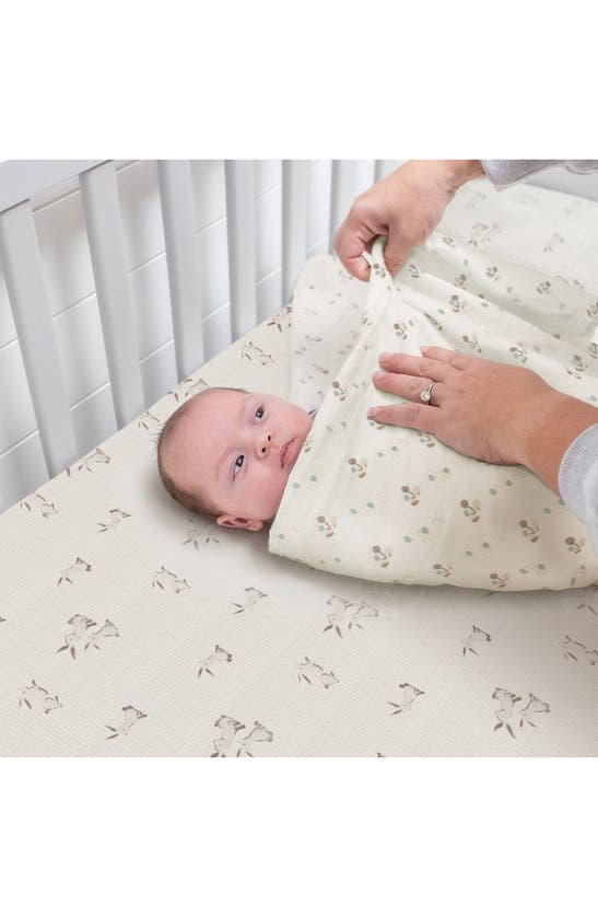 Crane Baby Avery Print Organic Cotton Muslin Fitted Crib Sheet In Bunny