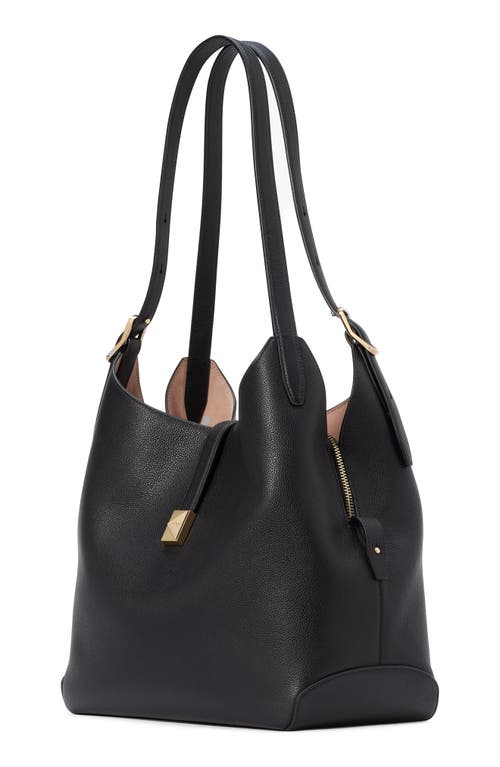 Kate Spade New York Deco Pebbled Leather Small Crossbody Tote In Black