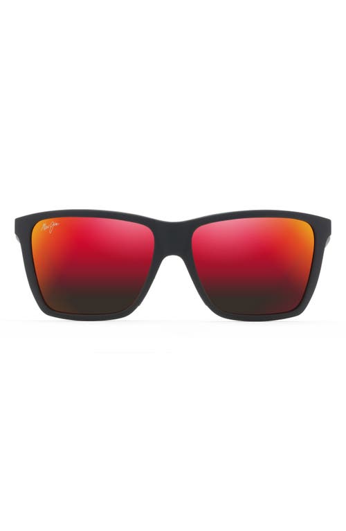 Cruzem 57mm PolarizedPlus2 Rectangular Sunglasses in Black Matte/Hawaii Lava