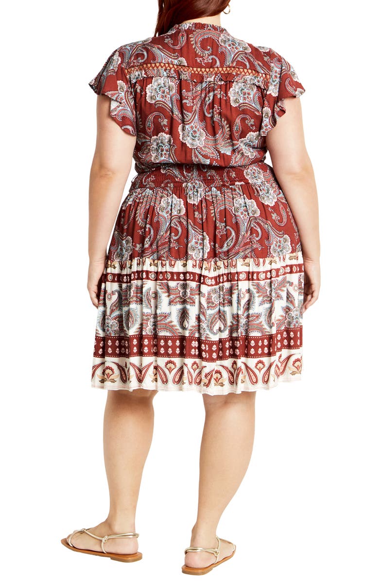 City Chic Lilah Flutter Sleeve Dress, Alternate, color, Paisley Love