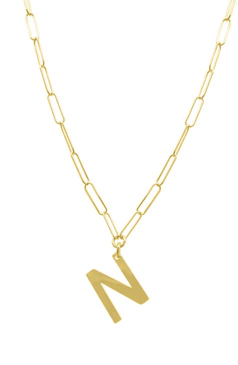 14K Yellow Gold Plated Sterling Silver Initial Necklace