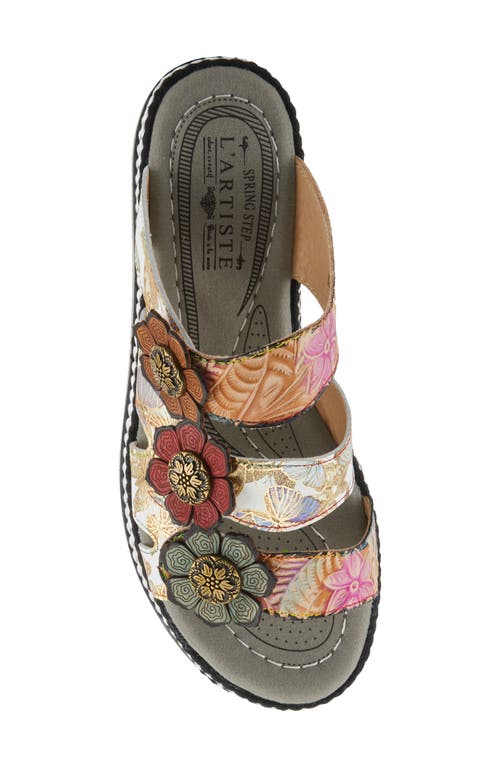 L'artiste By Spring Step Naomi Platform Slide Sandal In Tan Multi