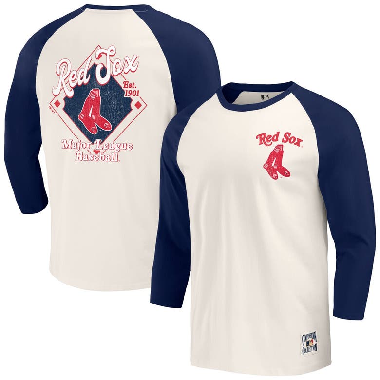 Shop Darius Rucker Collection By Fanatics Navy/white Boston Red Sox Cooperstown Collection Raglan 3/4-sle