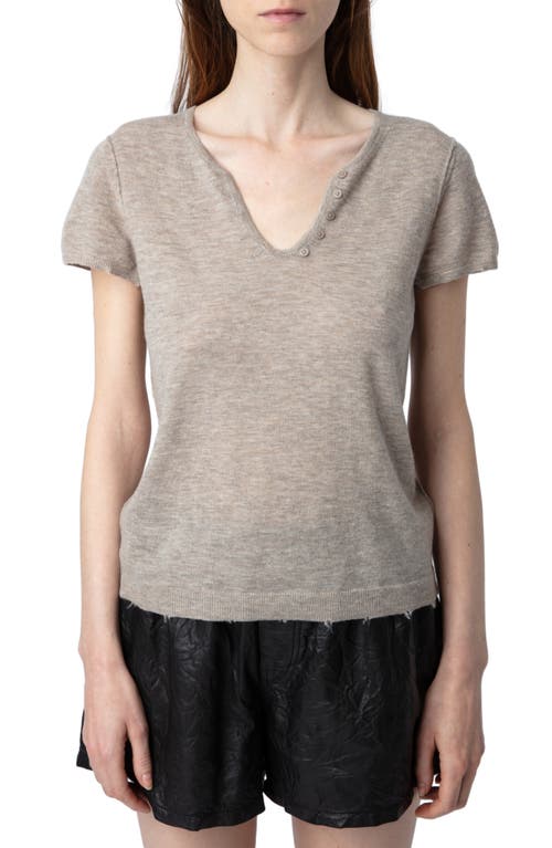 Shop Zadig & Voltaire Celsey Short Sleeve Cashmere Sweater In Latte