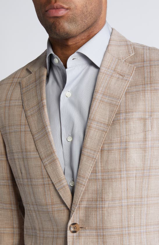 Shop Nordstrom Plaid Linen & Cotton Sport Coat In Tan Pisa Plaid