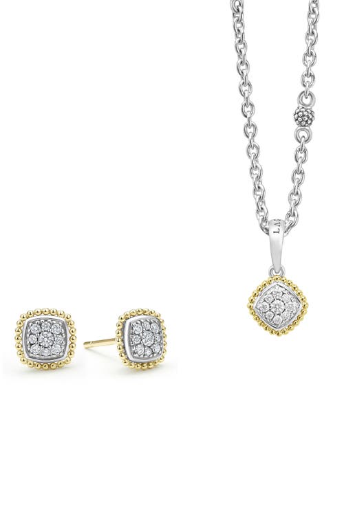 LAGOS Diamond Necklace & Earrings Set in Silver/Gold at Nordstrom