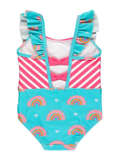 Rufflebutts Baby Girls Upf50+ Pinafore One Piece In Catching Rainbows