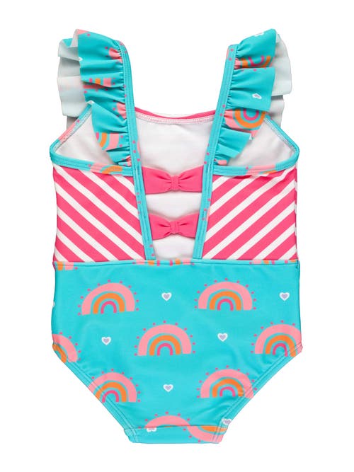 Shop Rufflebutts Baby Girls Upf50+ Pinafore One Piece In Catching Rainbows