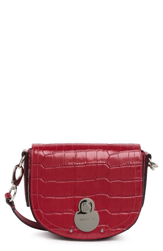 Longchamp Croc Embossed Leather Crossbody Bag In Red | ModeSens