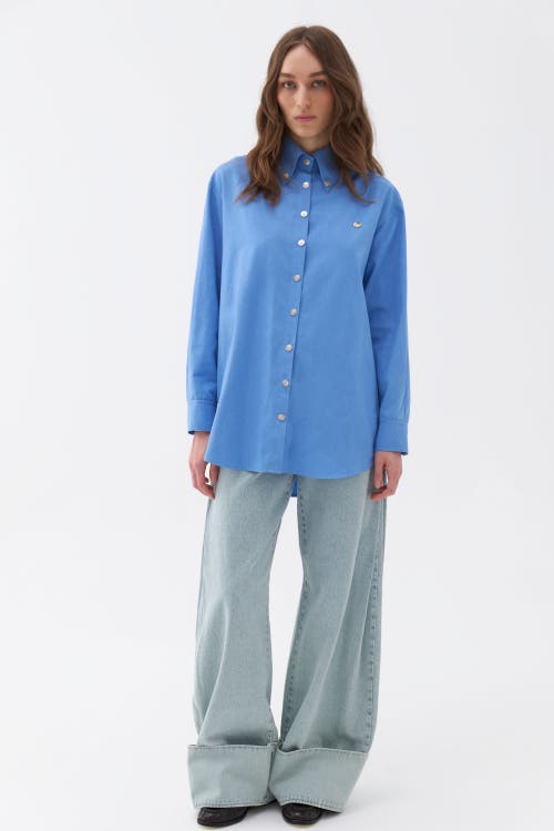 Shop Nocturne Oversized Button-up Shirt In Blue