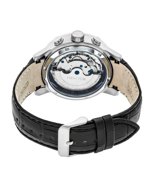 Heritor Automatic Hannibal Semi-skeleton Leather-band Watch In Silver