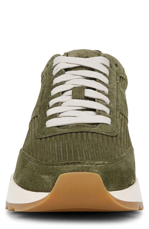 Shop Vince Edric Corduroy Textured Suede Sneaker In Olive Smoke