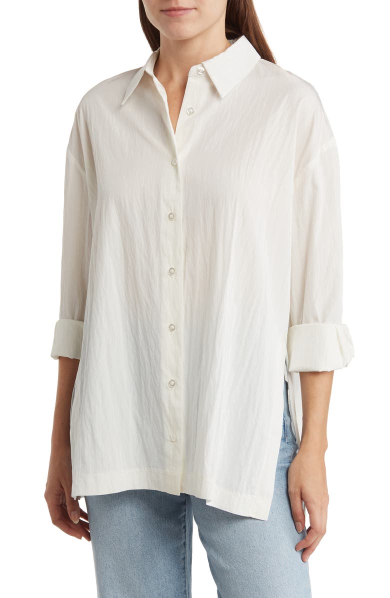 Grey Collective Hammered Crepe Button-Down Blouse | Nordstromrack