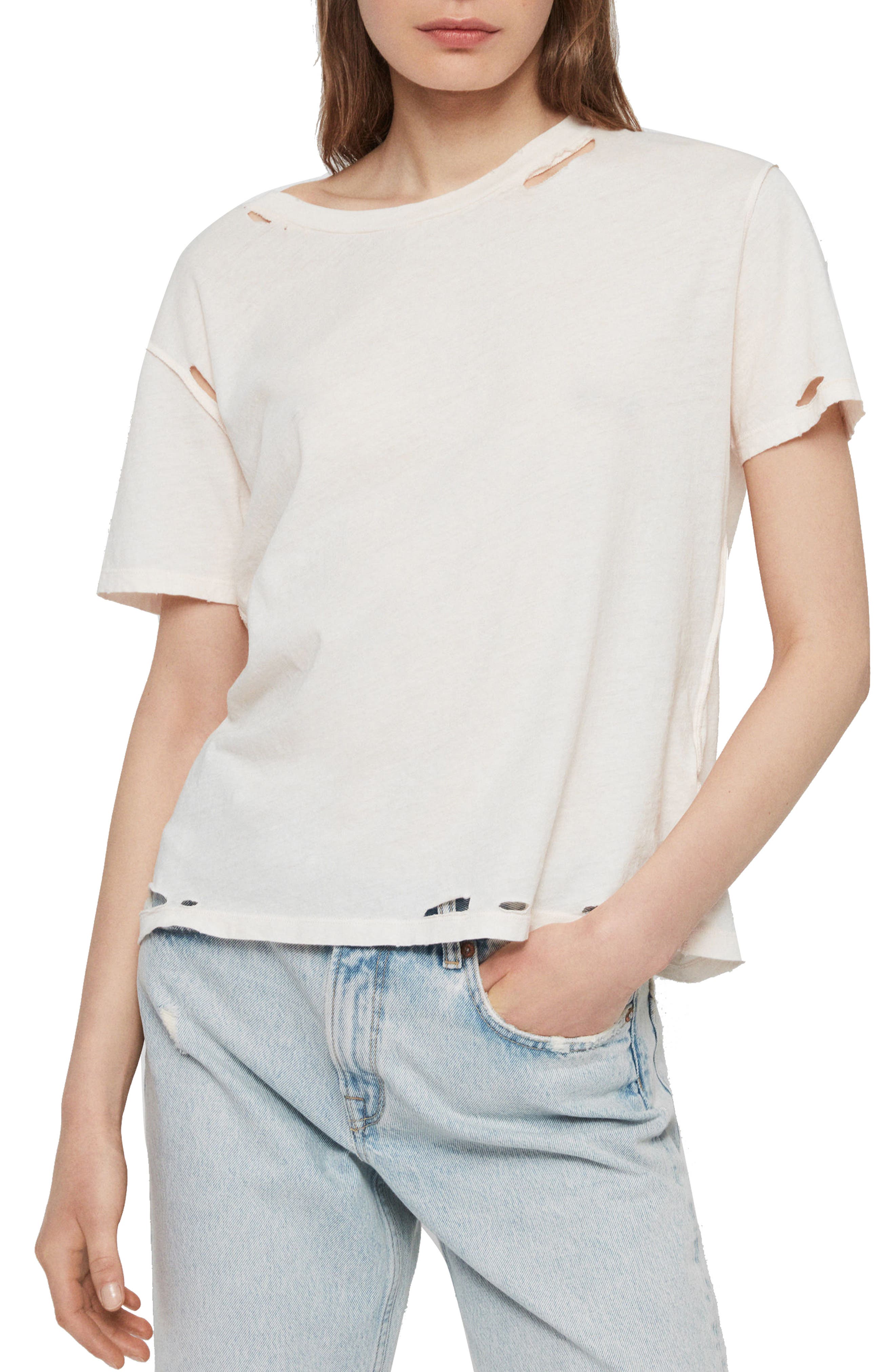 Allsaints Dime Distressed Tee, Pink