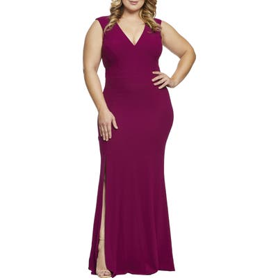 Plus Size Dress The Population Sandra Plunge Gown, Pink