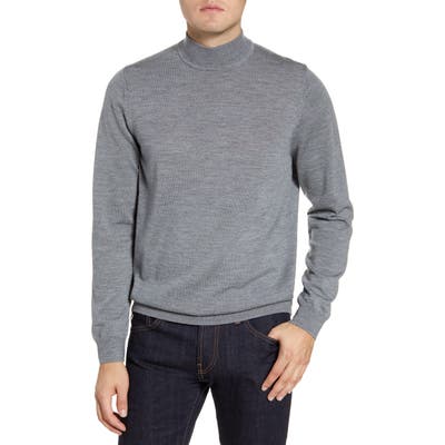Nordstrom Shop Mock Neck Merino Wool Sweater, Grey