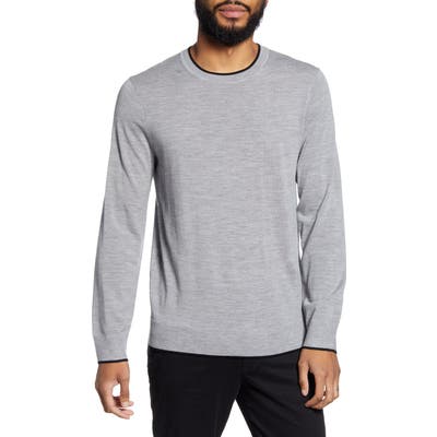 Theory Regal Tipped Wool Crewneck Sweater, Grey