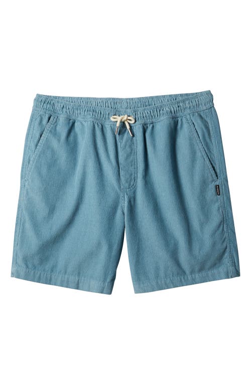 Shop Quiksilver Taxer Corduroy Drawstring Shorts In Blue Shadow