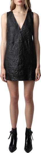 Zadig & Voltaire Rasha Sleeveless Crinkled Leather Minidress  