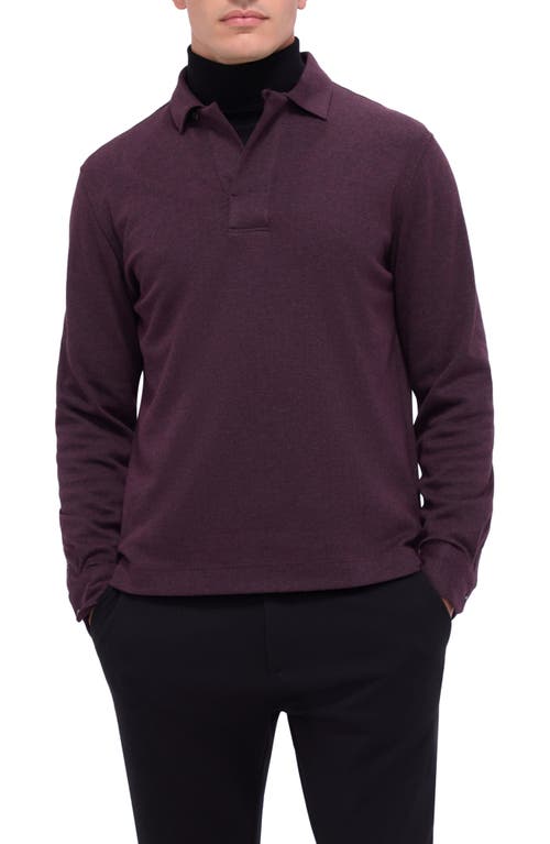 Shop Bugatchi Long Sleeve Cotton Blend Polo In Cabernet