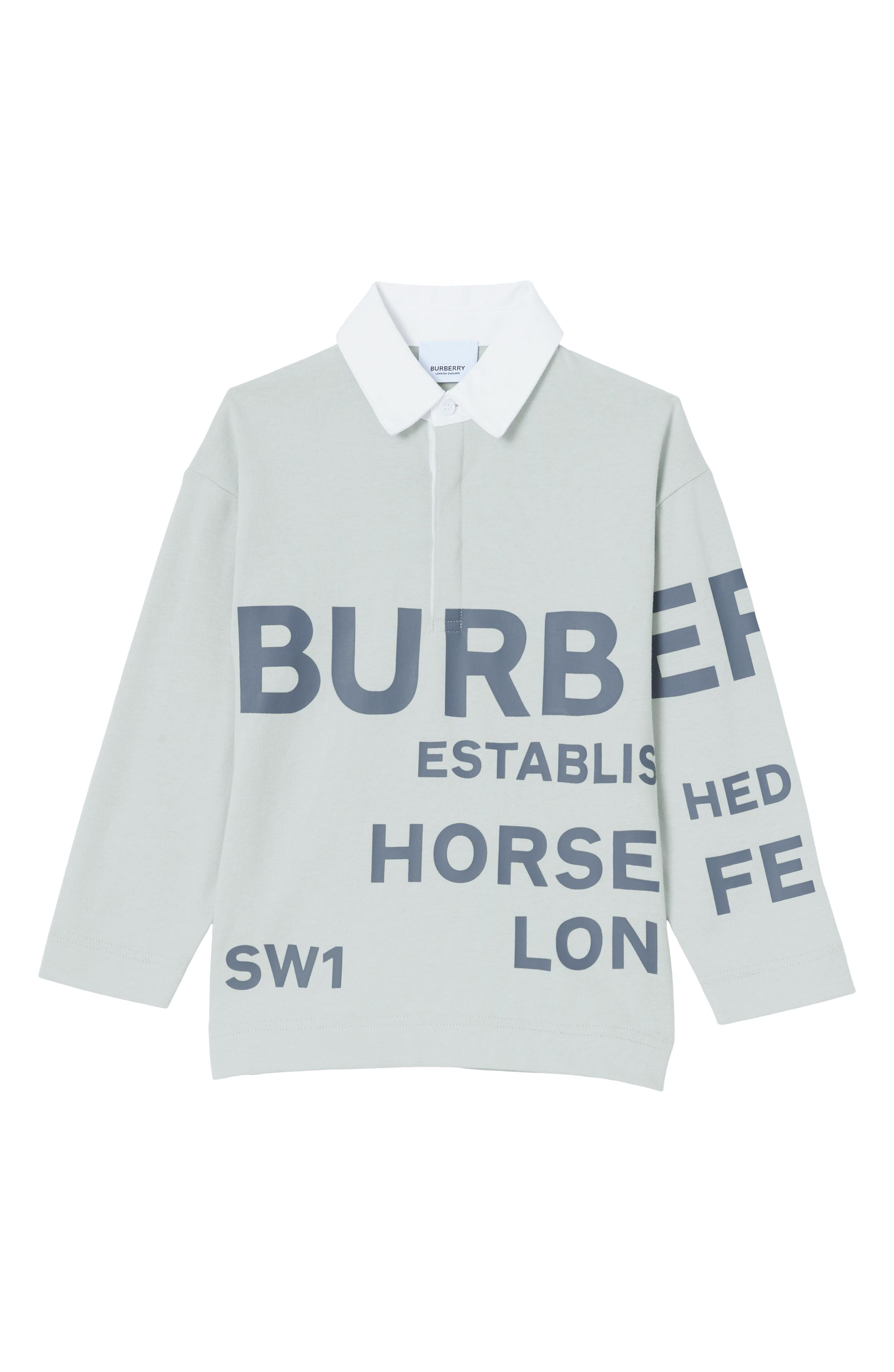Burberry Kids' Jessy Long Sleeve Cotton Polo in Sterling Grey at Nordstrom, Size 3Y Us