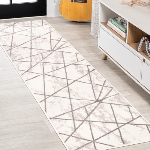 Jonathan Y Patras Modern Geometric Marbled Area Rug In Ivory/gray