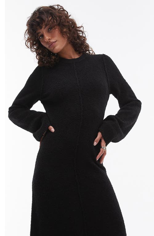 Shop Topshop Bouclé Long Sleeve Maxi Dress In Black