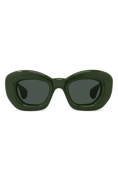 Shop Loewe Inflated 47mm Butterfly Sunglasses In Shiny Dark Green/green