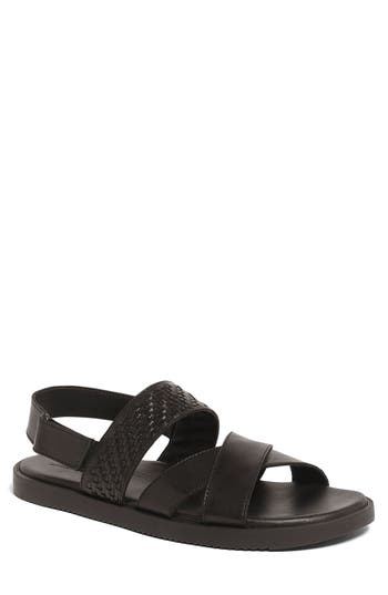 Anthony Veer Men's Mumbai Cross Strap Comfort Sandals In Black