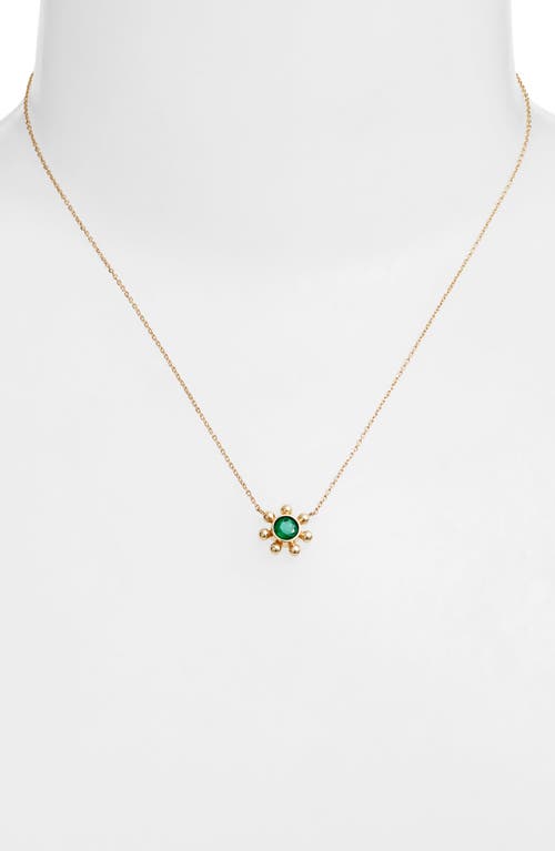 Anzie Dew Drop Marine Emerald & 14k Gold Pendant Necklace In Yellow Gold/emerald