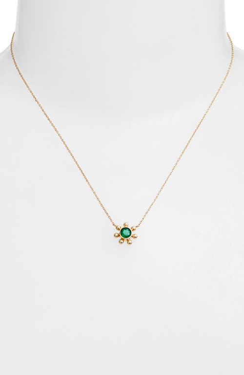 Shop Anzie Dew Drop Marine Emerald & 14k Gold Pendant Necklace In Yellow Gold/emerald