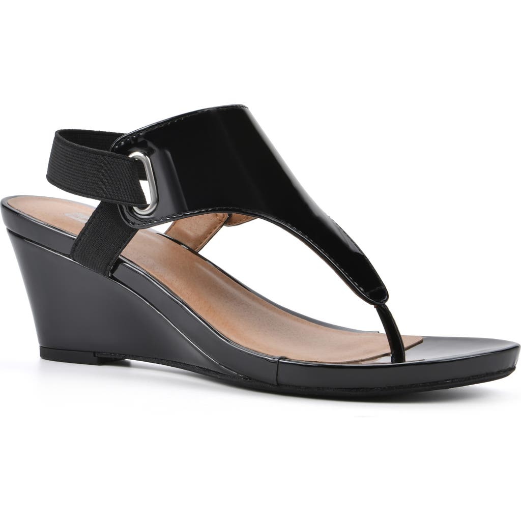 White Mountain Footwear All Dres Wedge Sandal In Black/patent/smooth