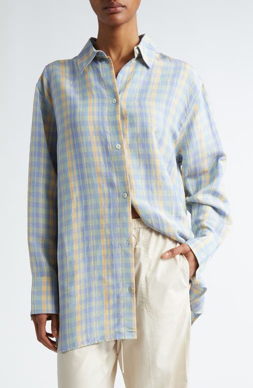 TOTEME Relaxed Fit Plaid Linen Blend Button-Up Shirt Madras Check at Nordstrom, Us