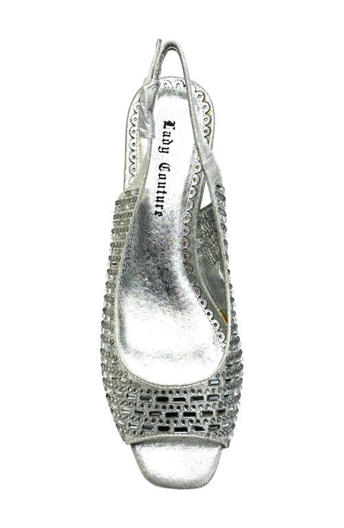 Lady Couture Queen Slingback Wedge Heel Sandal In Silver
