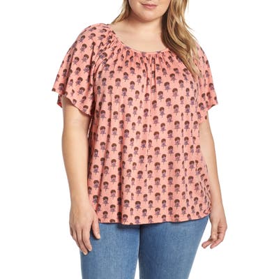 Plus Size Lucky Brand Printed Swing Top, Pink
