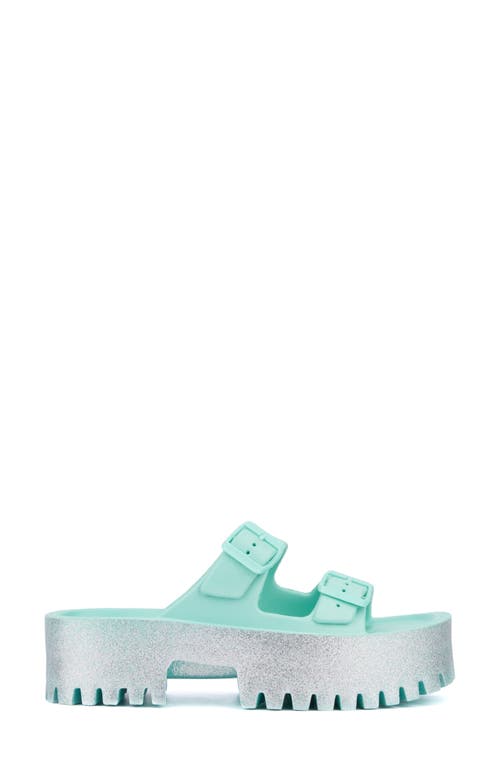 Shop Olivia Miller Sparkles Plaform Slide Sandal In Blue/green