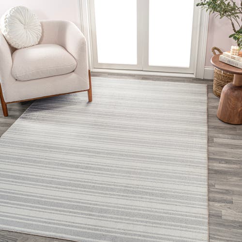 Jonathan Y Fawning Two-tone Striped Classic Low-pile Machine-washable Area Rug In Cream/light Gray