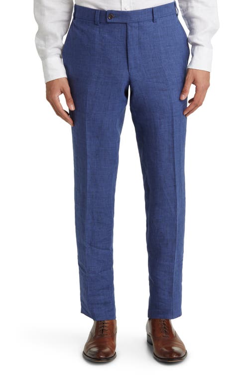 Jack Victor Pablo Flat Front Linen Trousers in Blue