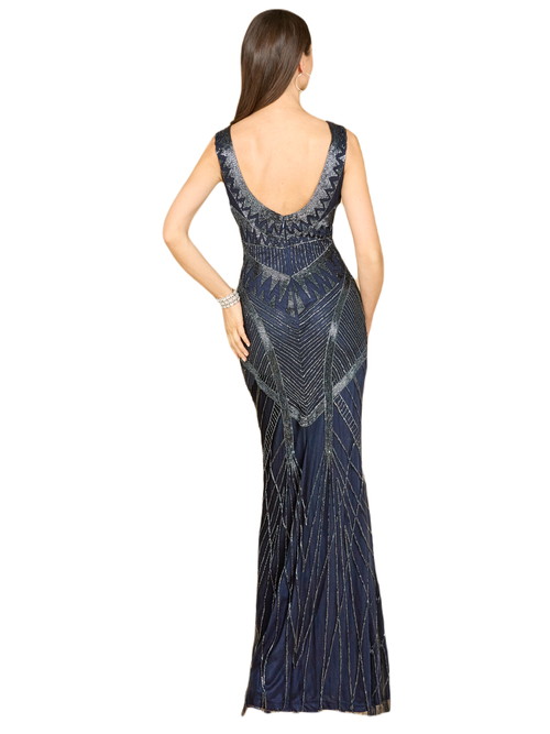 Lara New York Fitted Dress With Tonal Beading In Navy
