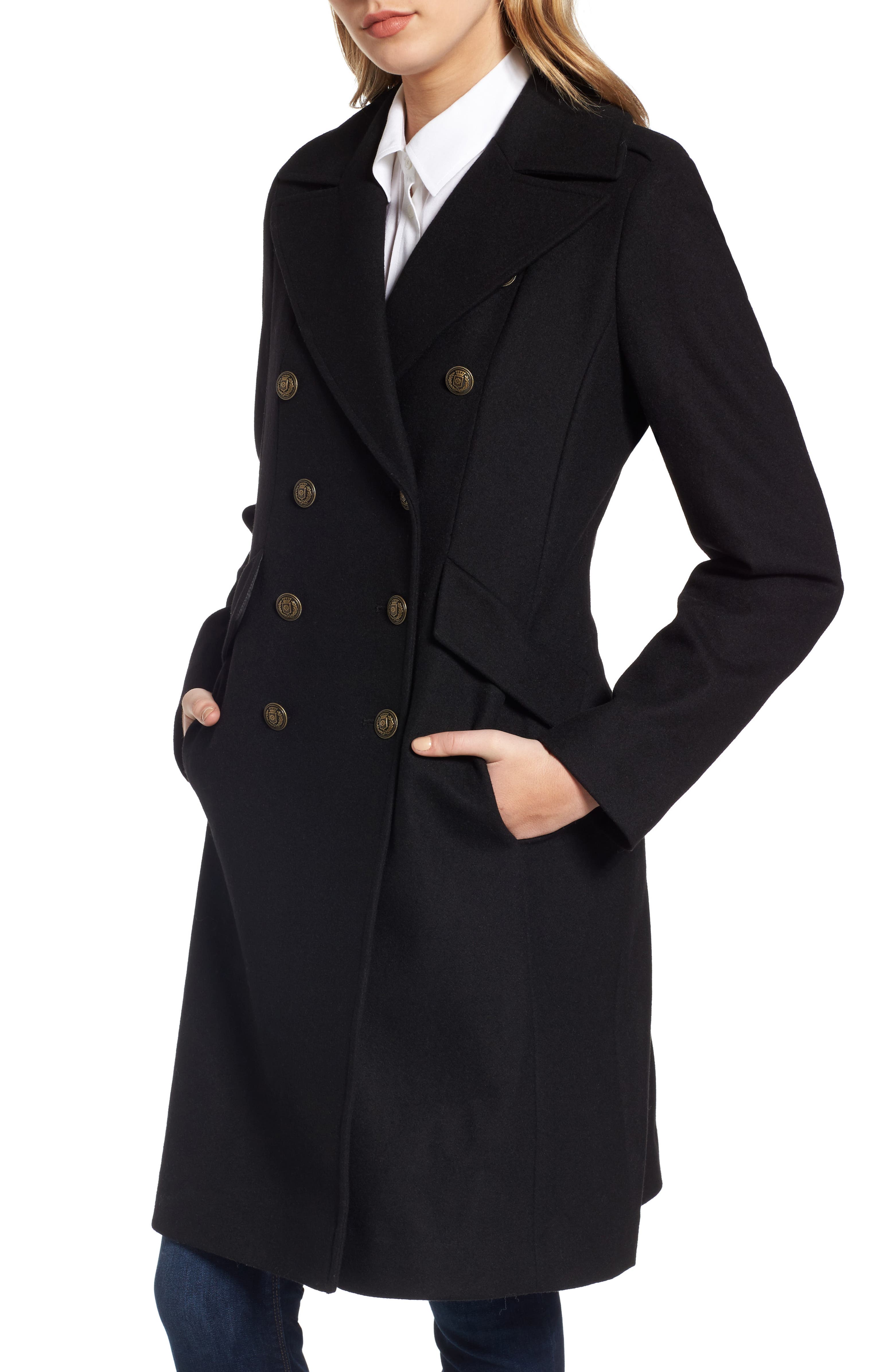 French Connection Long Wool Blend Military Coat | Nordstrom