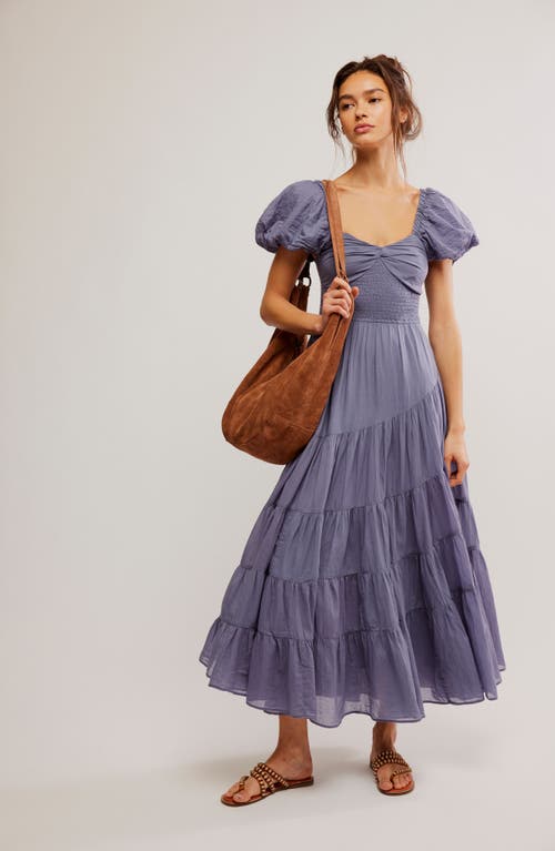 Free People Short Sleeve Sundrenched Maxi Dress In Blue Granite