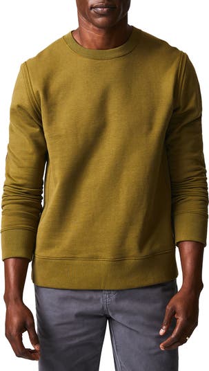 Billy Reid Dover Crewneck Sweatshirt with Leather Elbow Patches