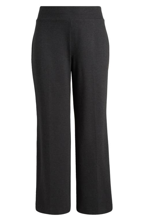 Shop Anne Klein Pull-on Wide Leg Pants In Dark Grey Heather