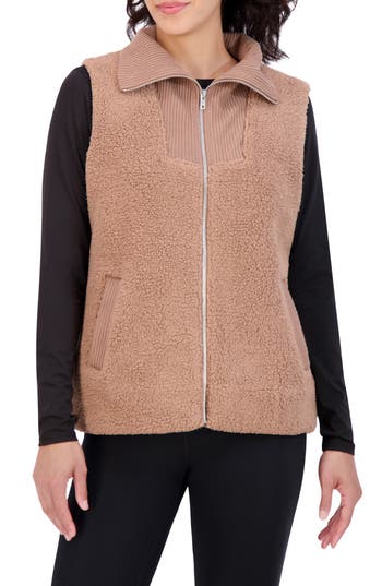 Sage Collective Sage Collective Mixed Fleece Vest In Portabella