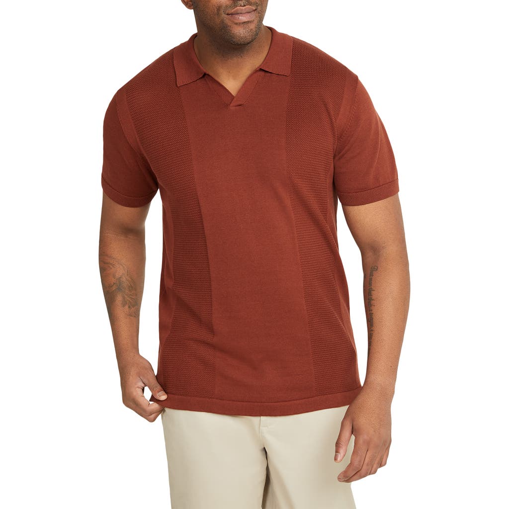 Johnny Bigg Lloyd Textured Johnny Collar Polo in Rust