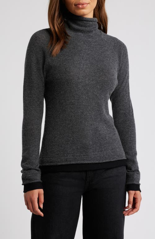 Griffen Contrast Trim Wool & Cashmere Sweater In Charcoal/black