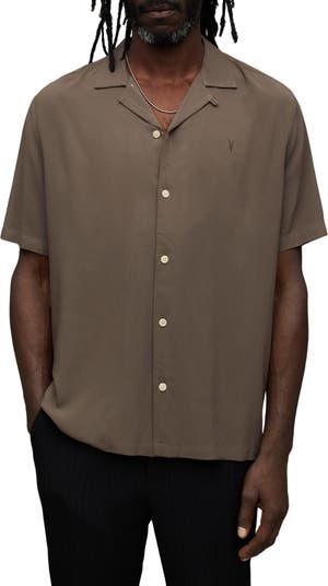 AllSaints Venice Relaxed Fit Short Sleeve Button-Up Camp Shirt