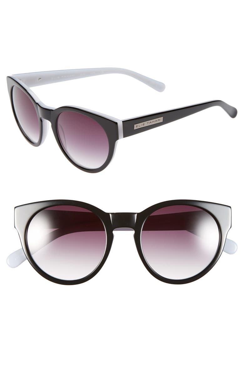 ELIE TAHARI 52mm Retro Sunglasses, Main, color, BLACK/ WHITE