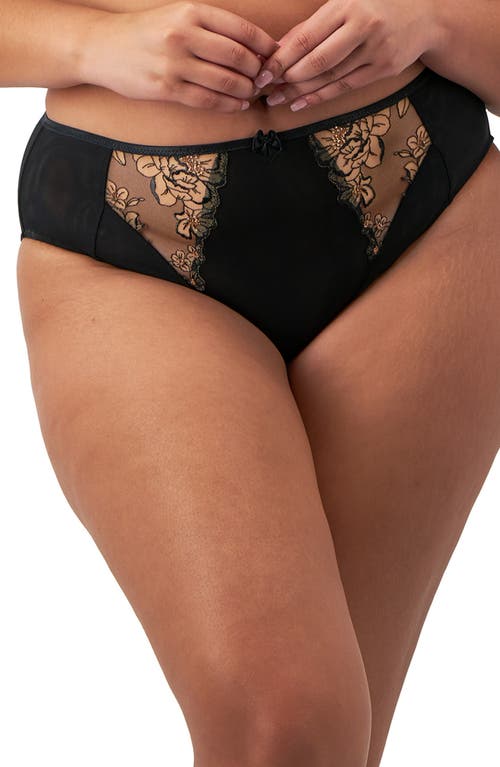 Elomi Teagan High Leg Briefs In Black/almond