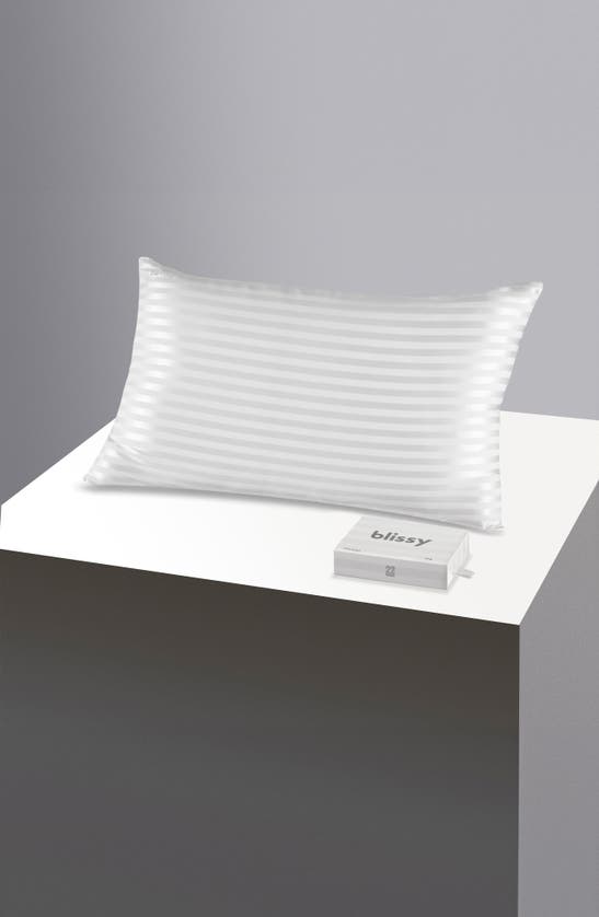 Shop Blissy Mulberry Silk Pillowcase In White Stripe